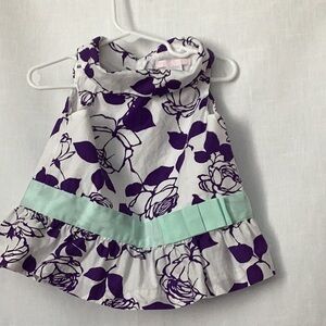 Janie and Jack Floral Kids Dress with Purple and Mint Accents